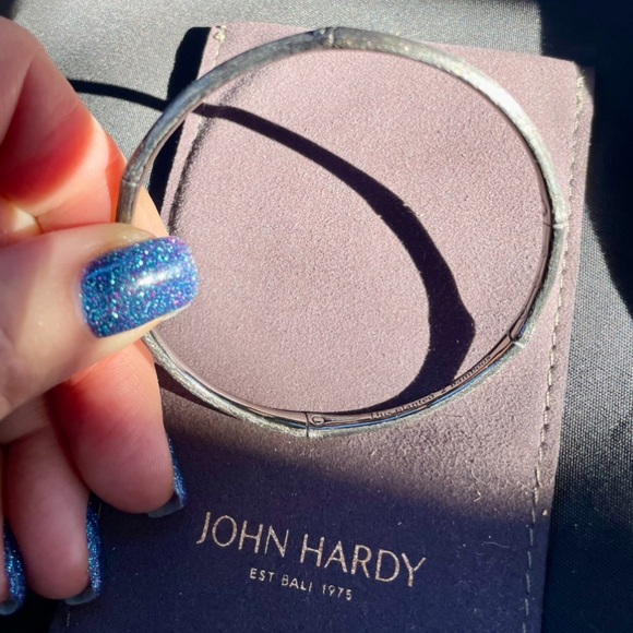 John Hardy Bamboo Black Rhodium Estate Sterling Silver Bangle Bracelet in Bag OS - Picture 14 of 16